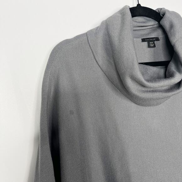 Ann Taylor XS/ S Gray Two Tone Poncho Sweater Oversized Cowl Neck Cozy Warm - Picture 5 of 10